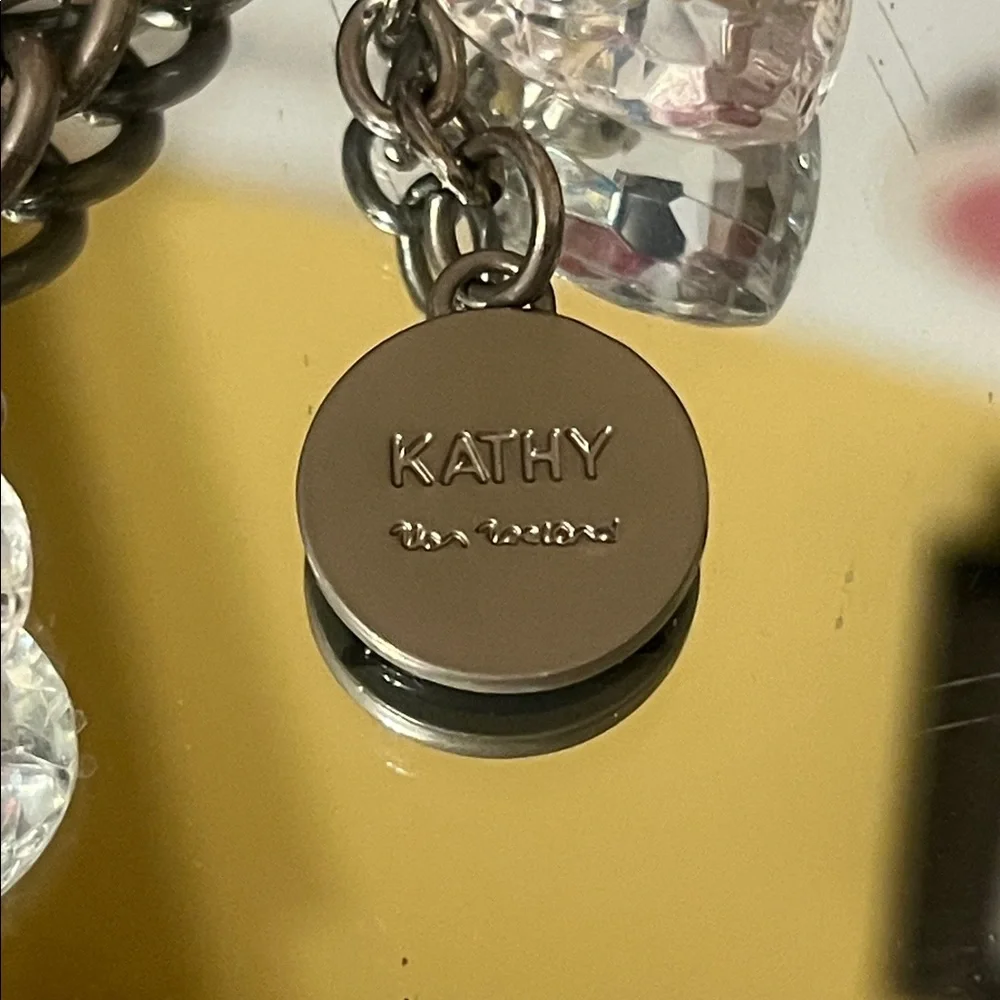 Kathy Van Zeeland Y2K Silver Heart Charm Keychain